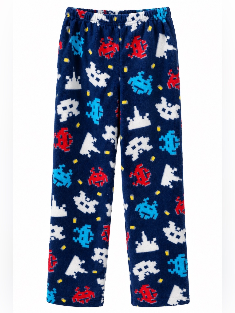 Kids Navy Space Invader Fleece Pajama Pants